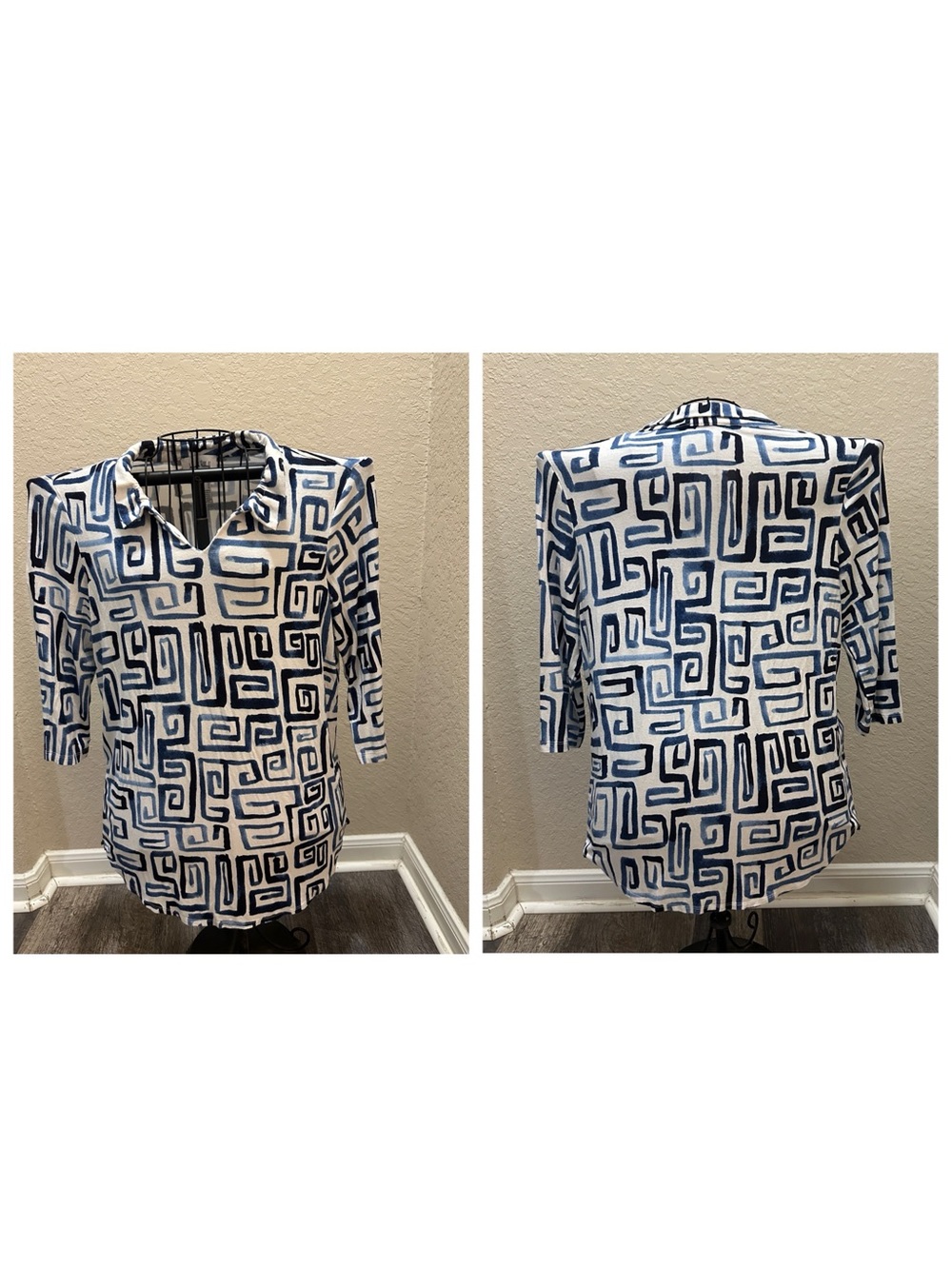 Joseph Ribkoff Blue/White/Black Set (Shirt and Pants) Size 8-10